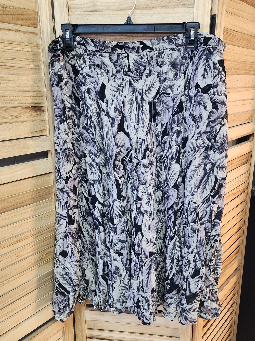 Coldwater Creek Reversible Floral Skirt 2X Black Off White Pull-On Midi NEW